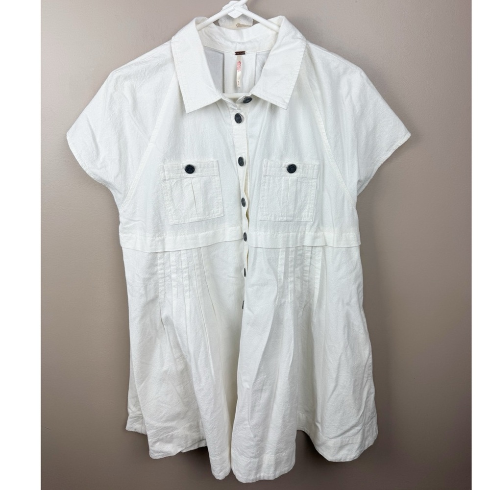 NWOT Ronnie Cotton Poplin Cream Button Mini Shirtdress Size Small Brunch - Picture 4 of 13